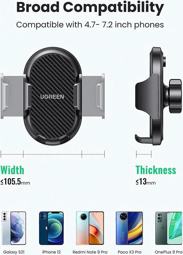 Alt view image 7 of 7 - UGREEN Car Phone Mount Dashboard Cell Phone Holder Compatible with iPhone 13 Pro Max, iPhone 12 11 Pro XR X XS Max 8 7 6 Plus 6S, Samsung Galaxy S20 S10 S9 S8 Plus Note 10 9 8