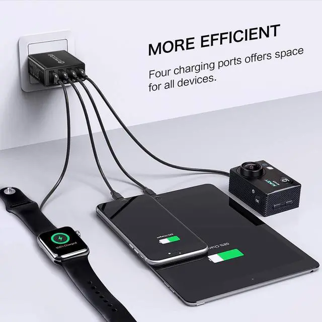Alt view image 5 of 7 - USB-C Wall Charger 33W Durable 4Port QC3.0 Power Adapter Fast Charging 2Pack Boxeroo Desktop Charger Charging Block Compatible for Galaxy S22 S10/S9/S8, Note10, G5/V40, iPhone 11/Pro Max,iPad