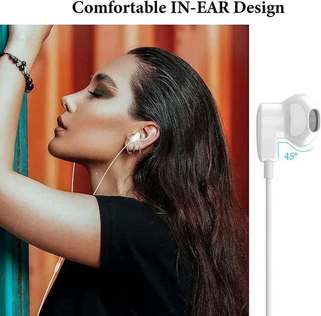 Alt view image 5 of 7 - USB C Headphones for iPad Pro/iPhone 17 16 15 Pro Max Air HiFi Stereo USB-C Wired Earbuds Microphone Volume Control Type C Earphone for S26 S25 S24 S23 Ultra S22 S21 Note 20 Pixel 10 9 8 7 6 5
