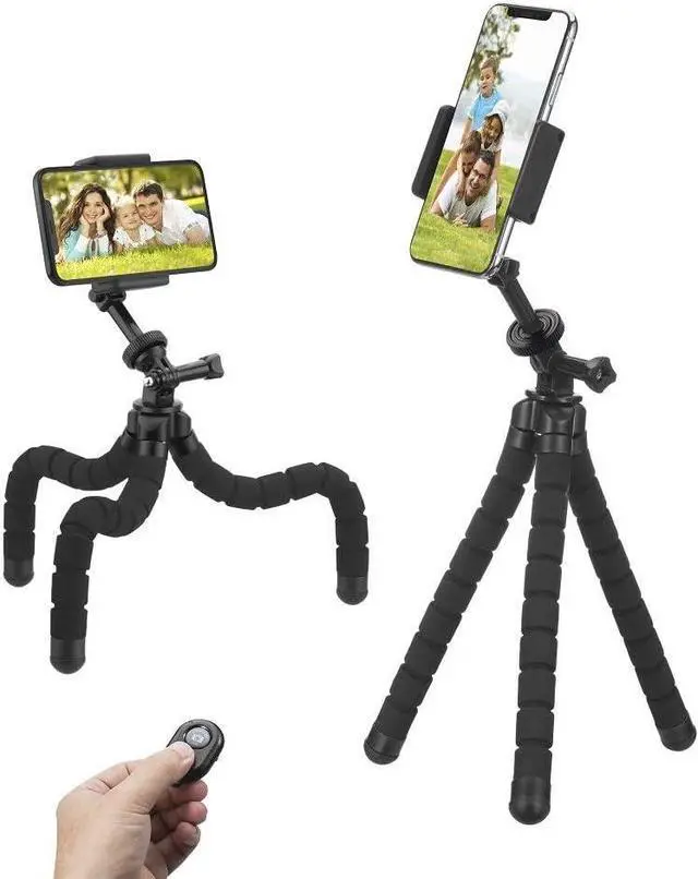 Main image of Phone Tripod, Flexible Tripod, Upgrade 4-Axis Angle Adjustment, Unique 360° Rotating Holder, Sturdy Octopus-Style Legs, and Wireless Remote Shutter for iPhone, Android Phone, DSLR Camera, and GoPro.