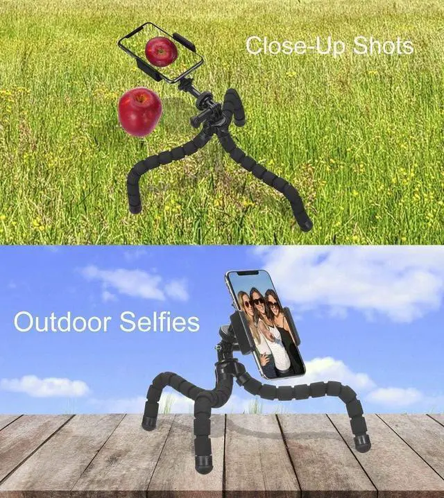 Alt view image 3 of 6 - Phone Tripod, Flexible Tripod, Upgrade 4-Axis Angle Adjustment, Unique 360° Rotating Holder, Sturdy Octopus-Style Legs, and Wireless Remote Shutter for iPhone, Android Phone, DSLR Camera, and GoPro.