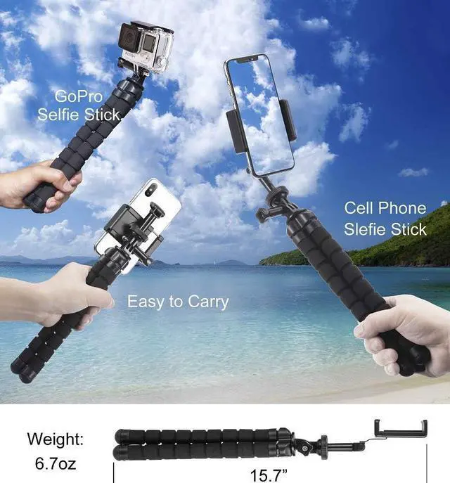 Alt view image 5 of 6 - Phone Tripod, Flexible Tripod, Upgrade 4-Axis Angle Adjustment, Unique 360° Rotating Holder, Sturdy Octopus-Style Legs, and Wireless Remote Shutter for iPhone, Android Phone, DSLR Camera, and GoPro.
