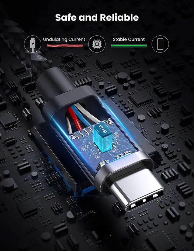 Alt view image 6 of 7 - UGREEN USB C to USB C Cable USB 3.1 Gen 1 Type C PD Fast Charging 5Gbps Compatible with Samsung Note 10 9 S20 S10 S9 MacBook Pro Air 13" iPad Pro 2020 Google Pixel 4 3 2 XL Nintendo Switch 3.3FT