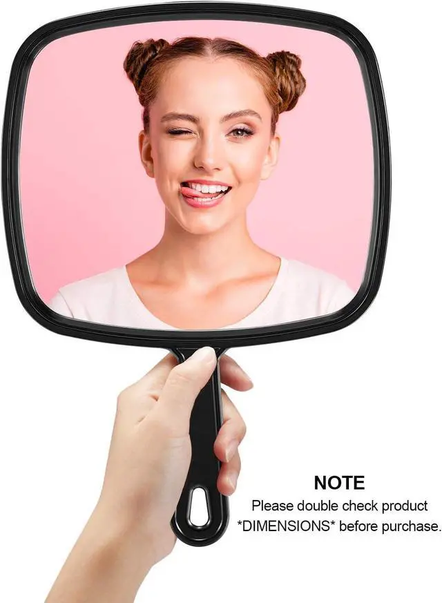 Alt view image 2 of 7 - PROTECLE 12.4" L x 9" W Handheld Mirror, Salon Barber Hairdressing, Black | Hand Mirrors with Handle, Salon Mirror, Hangable, High-definition, Distortion-free Reflection, Hand Mirror for Men Women