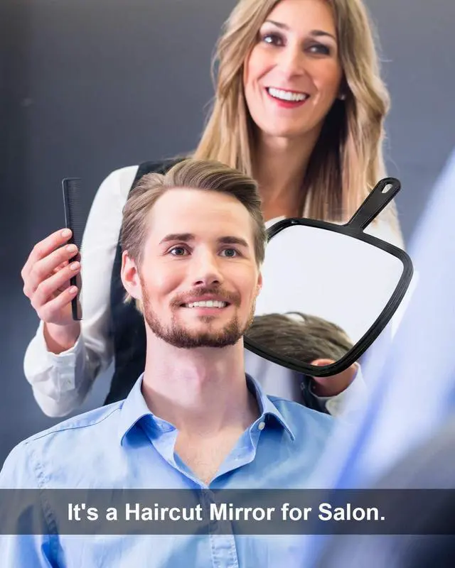 Alt view image 5 of 7 - PROTECLE 12.4" L x 9" W Handheld Mirror, Salon Barber Hairdressing, Black | Hand Mirrors with Handle, Salon Mirror, Hangable, High-definition, Distortion-free Reflection, Hand Mirror for Men Women