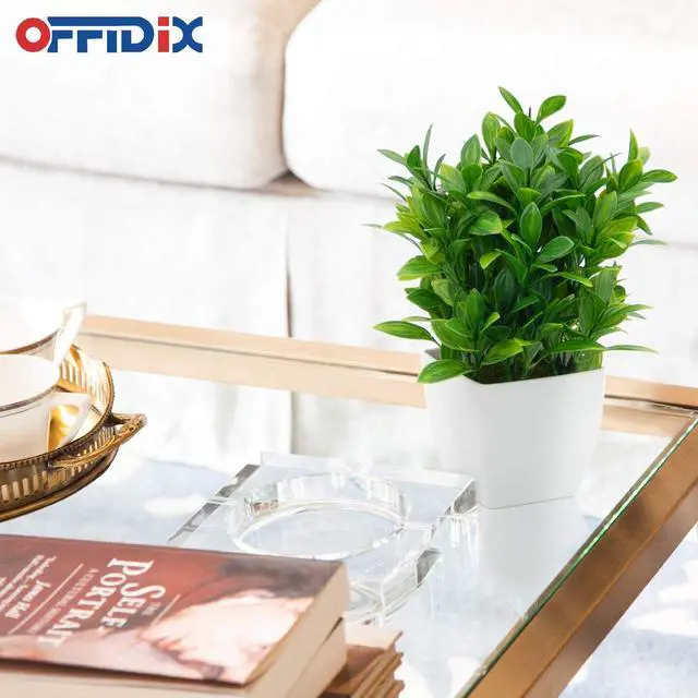 Alt view image 3 of 7 - OFFIDIX Artificial Eucalyptus Plants with White Square Vase Small Artificial Tree for Office Desktop Decor Fake Plants for Home and Office Indoor Decorations
