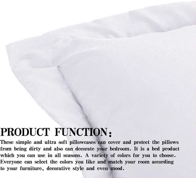 Alt view image 6 of 7 - King Pillow Shams - 2 Pack Brushed Microfiber 20x36 Sham Covers - Super Soft and Cozy Wrinkle Fade Stain Resistant 20x36 Inches Oxford Pillowcases White