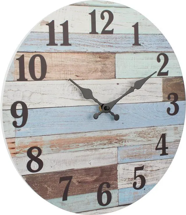 Alt view image 2 of 7 - Stonebriar Vintage Coastal Worn Blue 14 Inch Round Battery Operated Wall Clock
