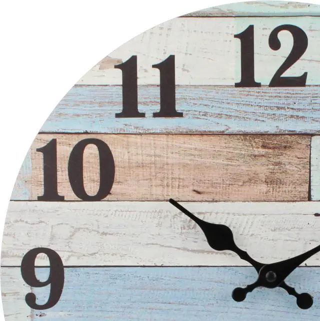 Alt view image 4 of 7 - Stonebriar Vintage Coastal Worn Blue 14 Inch Round Battery Operated Wall Clock