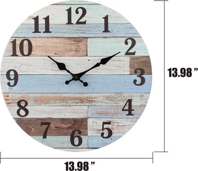 Alt view image 5 of 7 - Stonebriar Vintage Coastal Worn Blue 14 Inch Round Battery Operated Wall Clock