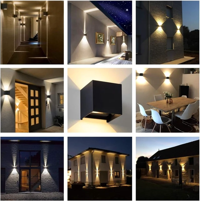 Alt view image 5 of 7 - LED Aluminum Cube Square Wall Sconce Waterproof Outdoor Light Exterior Wall Lights fixtuers 20W 100-277V 2800K-3000K Not dimmable Warm Light 2LEDS Black-20W Outdoor Larger Version