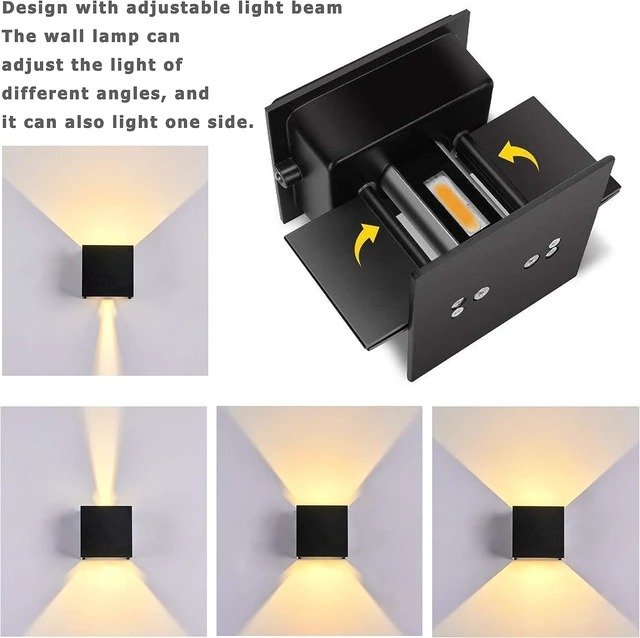 Alt view image 4 of 7 - LED Aluminum Cube Square Wall Sconce Waterproof Outdoor Light Exterior Wall Lights fixtuers 20W 100-277V 2800K-3000K Not dimmable Warm Light 2LEDS Black-20W Outdoor Larger Version