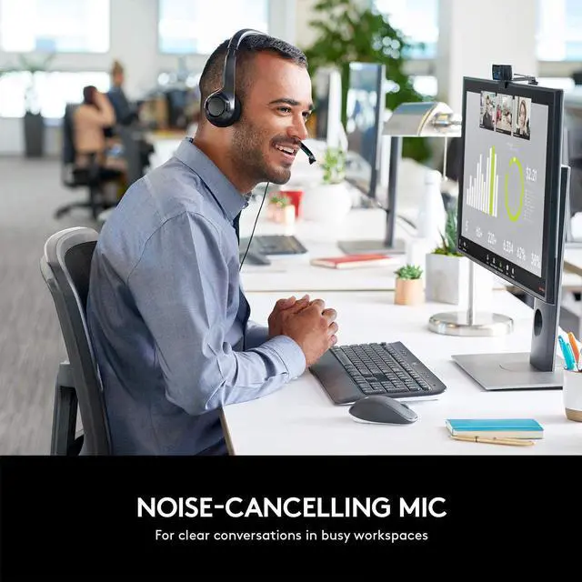 Alt view image 2 of 7 - H390 Wired Headset for PC/Laptop Stereo Headphones with Noise Cancelling Microphone USB In-Line Controls Works with Chromebook - Black