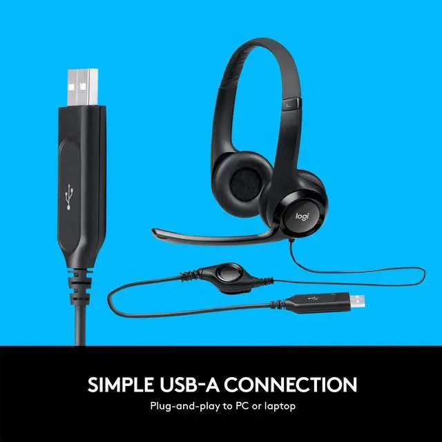 Alt view image 5 of 7 - H390 Wired Headset for PC/Laptop Stereo Headphones with Noise Cancelling Microphone USB In-Line Controls Works with Chromebook - Black