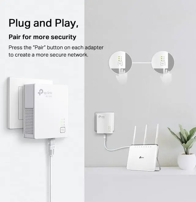 Alt view image 2 of 5 - AV1000 Powerline Ethernet Adapter KIT - Gigabit Port Plug Pair &Play Ethernet Over Power Nano Size Power Saving Mode Network Adapter (TL-PA7017 KIT)
