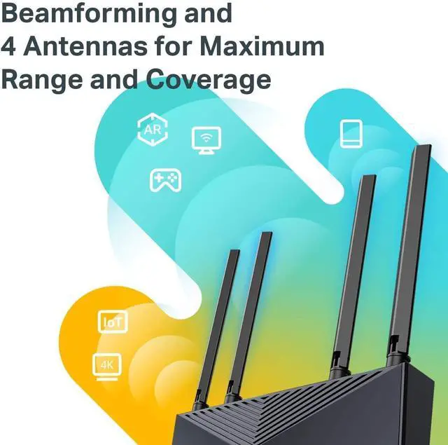 Alt view image 5 of 7 - TP-Link Smart WiFi 6 Router (Archer AX10)  802.11ax Router, 4 Gigabit LAN Ports, Dual Band AX Router,Beamforming,OFDMA, MU-MIMO, Parental Controls, Works with Alexa