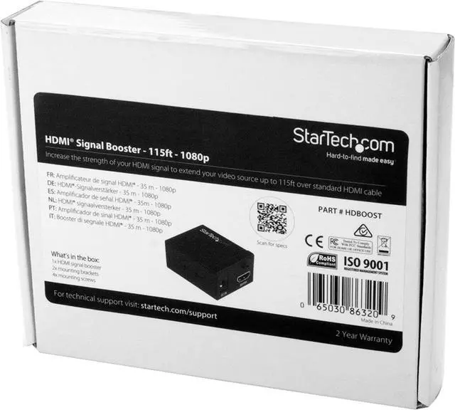 Alt view image 5 of 6 - 115 ft/35 m HDMI Signal Booster - 1080p Signal Repeater - HDMI Inline Amplifier & Extender - 7.1 Audio Support (HDBOOST)