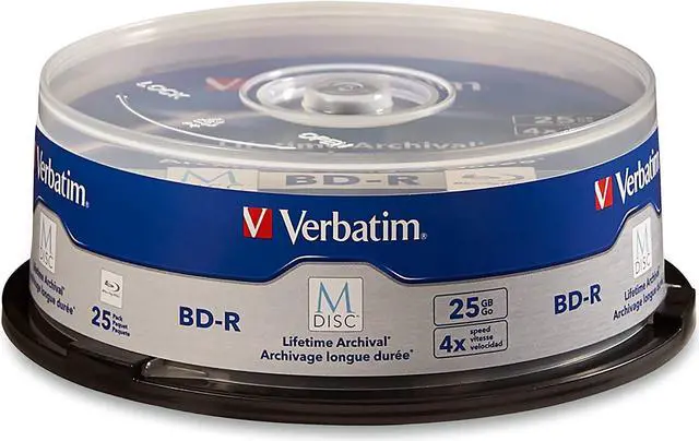 Main image of Verbatim M-Disc BD-R 25GB 4X with Branded Surface - 25pk Spindle