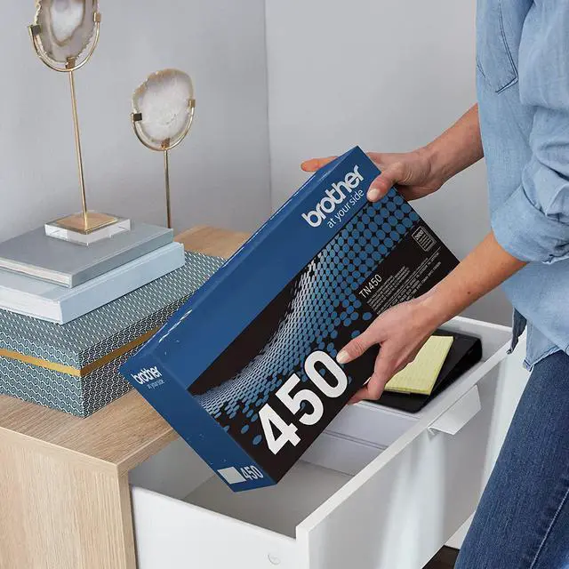 Alt view image 5 of 7 - Brother Genuine High Yield Toner Cartridge, TN450, Replacement Black Toner, Page Yield Up to 2,600 Pages