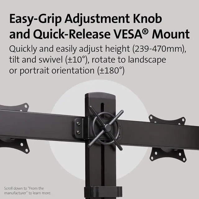 Alt view image 3 of 7 - Kensington SmartFit Space Saving Dual Monitor Arm (K55513WW)