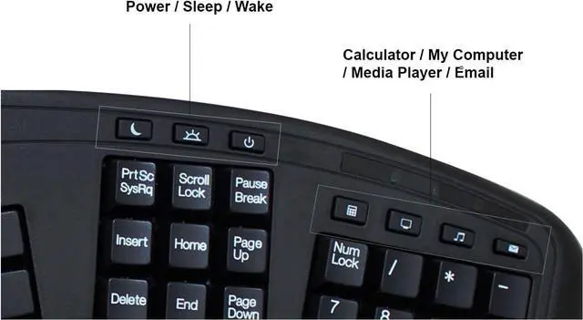 Alt view image 6 of 7 - Adesso AKB-450UB - Ergonomic Keyboard with Built-in Touchpad, Wired, Multimedia Hotkeys, Split Keys Design, Built-in Palm Rest for Comfort - Compatible for PC & Windows XP/7/8/10