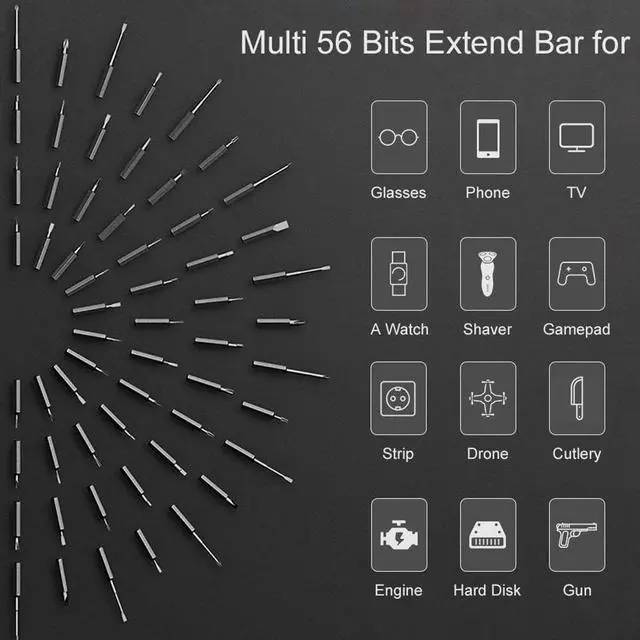 Alt view image 5 of 7 - wowstick 1F+ Electric Screwdriver 64 In 1 Lithium Precision Screwdriver Rechargeable Repair Tool kits Cordless 56 Bits Screwdriver with LED Light And Magnetic Mat For Most Electronic Devices