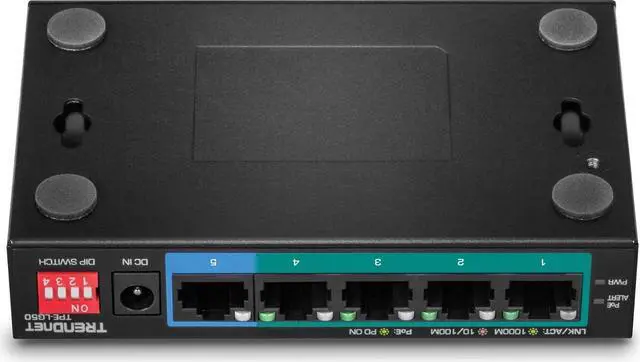 Alt view image 7 of 7 - TRENDnet 5-Port Gigabit Long Range PoE+ Switch, 4 x Gigabit PoE+ Ports, 1 x Gigabit Port, 32W PoE Budget, 10Gbps Switching Capacity, Extends PoE+ 200m (656 ft), Lifetime Protection, Black, TPE-LG50