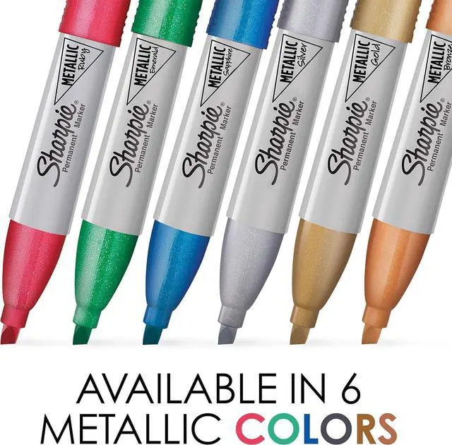 Alt view image 2 of 7 - Sharpie Metallic Permanent Markers, Chisel Tip, Assorted Colors, 3 Count