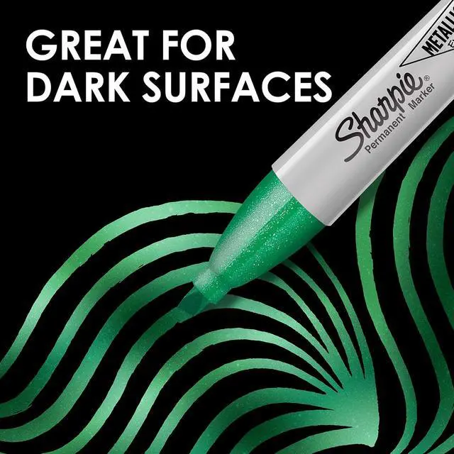 Alt view image 3 of 7 - Sharpie Metallic Permanent Markers, Chisel Tip, Assorted Colors, 3 Count