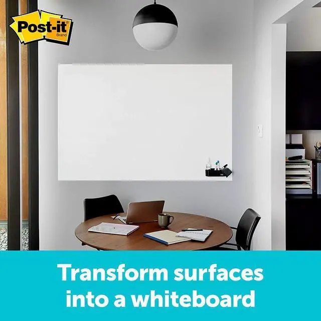 Alt view image 6 of 7 - Post-it Dry Erase Whiteboard Film Surface for Walls, Doors, Tables, Chalkboards, Whiteboards, and More, Removable, Stain-Proof, Easy Installation, 3 ft x 2 ft Roll, White, 3 x 2 Feet (DEF3x2)