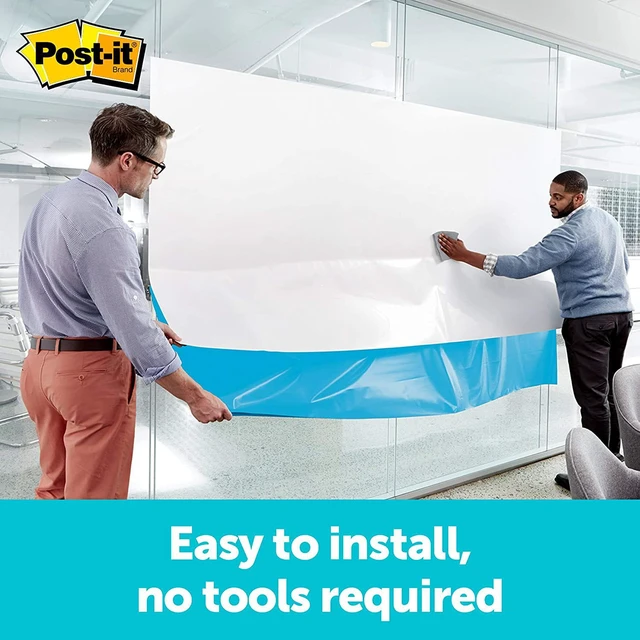 Alt view image 3 of 7 - Post-it Dry Erase Whiteboard Film Surface for Walls, Doors, Tables, Chalkboards, Whiteboards, and More, Removable, Stain-Proof, Easy Installation, 3 ft x 2 ft Roll, White, 3 x 2 Feet (DEF3x2)