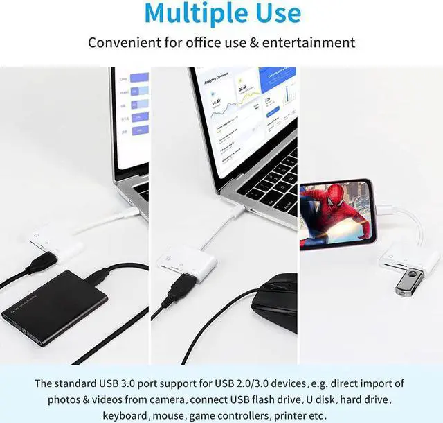 Alt view image 4 of 7 - USB C SD Card Reader Adapter Type C Micro SD TF Card Reader Adapter 3 in 1 USB C to USB Camera Memory Card Reader Adapter for New Pad Pro MacBook Pro and More UBC C Devices