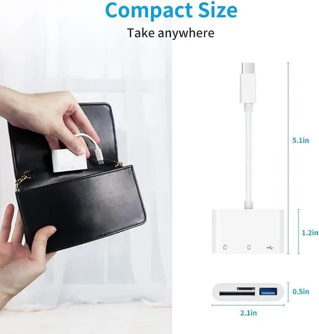 Alt view image 7 of 7 - USB C SD Card Reader Adapter Type C Micro SD TF Card Reader Adapter 3 in 1 USB C to USB Camera Memory Card Reader Adapter for New Pad Pro MacBook Pro and More UBC C Devices