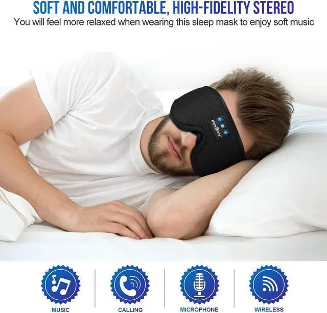 Alt view image 4 of 7 - MUSICOZY Sleep Headphones Bluetooth Wireless Sports Headband, Sleeping Eye Mask Earbud for Side Sleepers Air Travel Meditation, Pack of 2