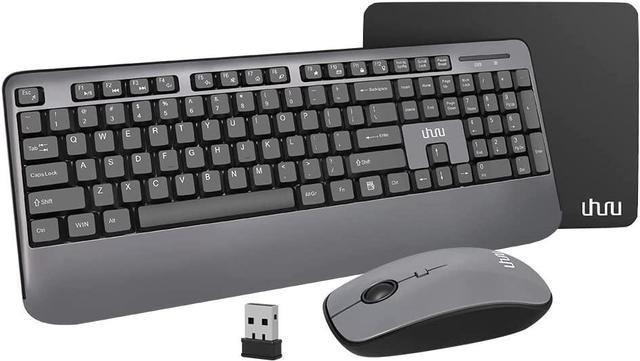 Full-Sized 2.4GHz Wireless Keyboard and Mouse Combo with Comfortable Palm  Rest for Windows, Mac OS PC/Desktops/Laptops（Black）