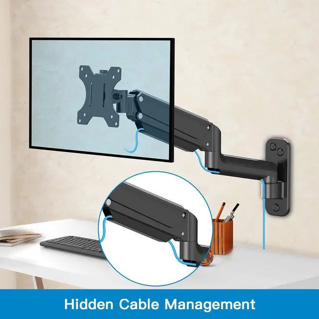 Alt view image 5 of 7 - HUANUO Single Monitor Wall Mount for 13 to 32 Inch Computer Screen, Monitor Wall Mount Arm Holds up to 17.6lbs, Height Adjustable Full Motion Gas Springcore Wall Monitor Mount-VESA Mount 75x75,100x100