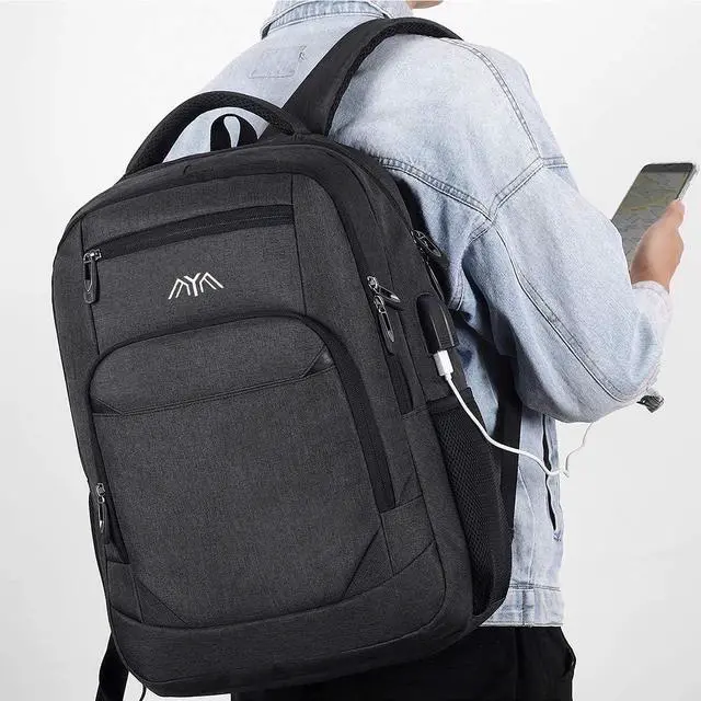 Alt view image 2 of 7 - YAMTION School Backpack for Men Women Teen Boys,Bookbag Laptop Backpack with USB Port and Headphone Jack Water Resistant College SchoolBag for School Business Travel