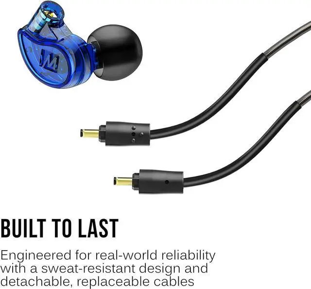 Alt view image 7 of 7 - MEE Audio M6 Pro 2nd Generation Universal-Fit Noise-Isolating Musicians in-Ear Monitors with Detachable Cables (Blue)