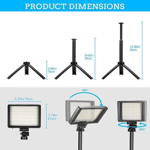 Alt view image 2 of 7 - LED Video Light 2-Pack, 5600K Dimmable USB Photo Lights with Mini Tripod and Colored Filters for Photo Studios, Small Angle Shooting, Video Recording, Game Streaming