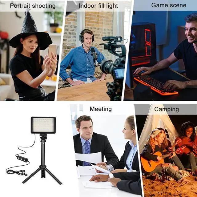 Alt view image 7 of 7 - LED Video Light 2-Pack, 5600K Dimmable USB Photo Lights with Mini Tripod and Colored Filters for Photo Studios, Small Angle Shooting, Video Recording, Game Streaming