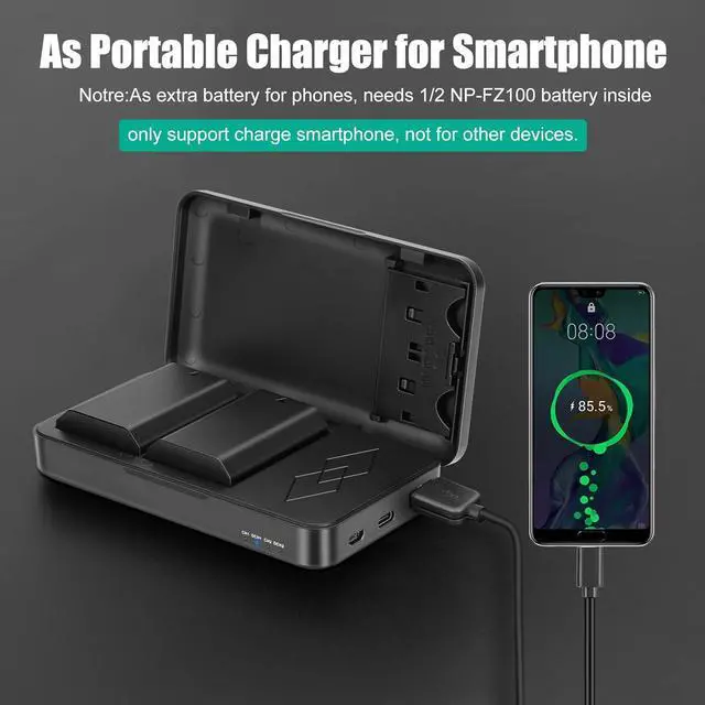 Alt view image 3 of 7 - NP-FZ100 Battery and A7iii Battery Charger for Sony A7IV, Sony A7III, A1, Alpha A7RIII, A7R IV, A9, A9 II, A6600, A6700, Alpha 9S, A7R3 A7S III, A7 RIII Battery, 2 Pack