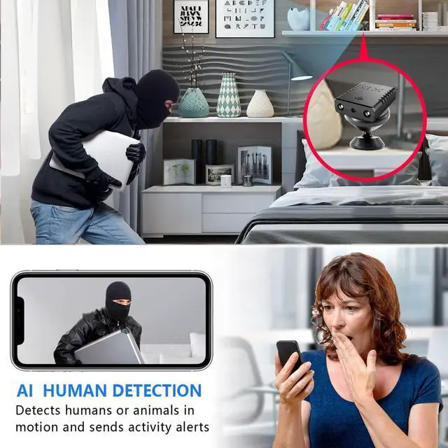 Alt view image 4 of 7 - Rettru Spy Camera Hidden Camera WiFi Small Camera Mini Camera Spy Wireless Mini Spy Camera Nanny Cam Mini Spy Camera Hidden Video Cam Secret Samera Spy Surveillance Camera Full HD
