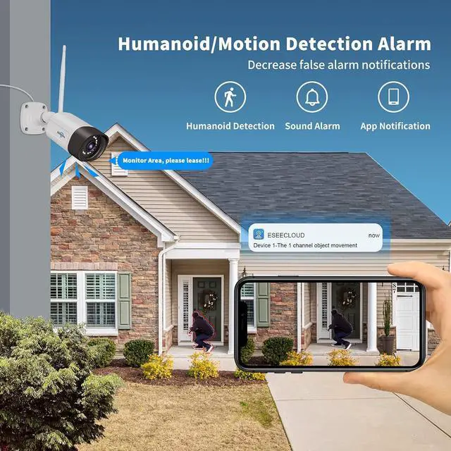 Alt view image 5 of 7 - Hiseeu 5MP Wireless Pro Security Camera Wireless Outdoor, Home Security, Spotlight Color Night Vision, 2.4Ghz & 5Ghz Wi-fi, SD Card and Cloud Storage Supported, Compatible with Alexa