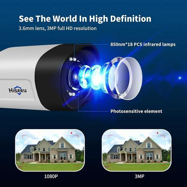 Alt view image 7 of 7 - Hiseeu 5MP Wireless Pro Security Camera Wireless Outdoor, Home Security, Spotlight Color Night Vision, 2.4Ghz & 5Ghz Wi-fi, SD Card and Cloud Storage Supported, Compatible with Alexa