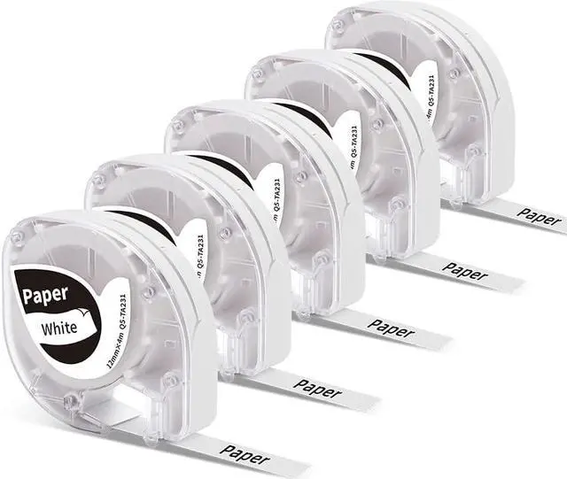 Main image of Paper Label Tape Replacement for Dymo Label Maker Refills, Label Maker Tape Work with Dymo LetraTag LT-100H, LT-100H Plus, XR, XM Phomemo P12, Phomemo P12-PRO, 12mm x 4m 1/2 x 13, Black on White