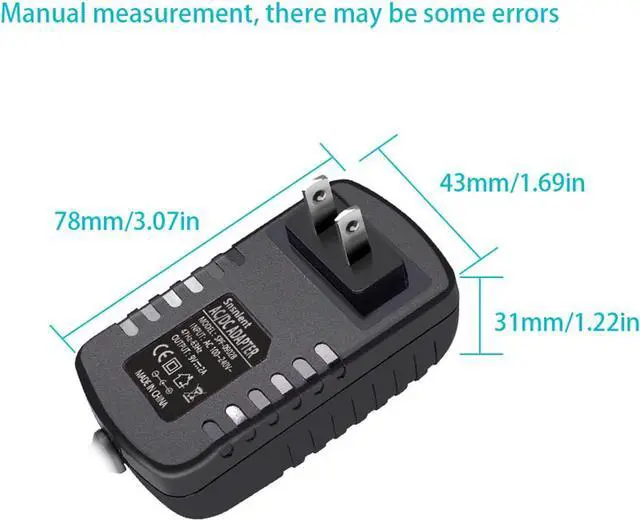 Alt view image 4 of 7 - 9 Volt 2A Power Adapter Supply 9V 2A 18 Watt LED Power Supply Transformer 2.5 X 5.5mm Plug Wall Adapter(Polarity: Inner + and Outer -)