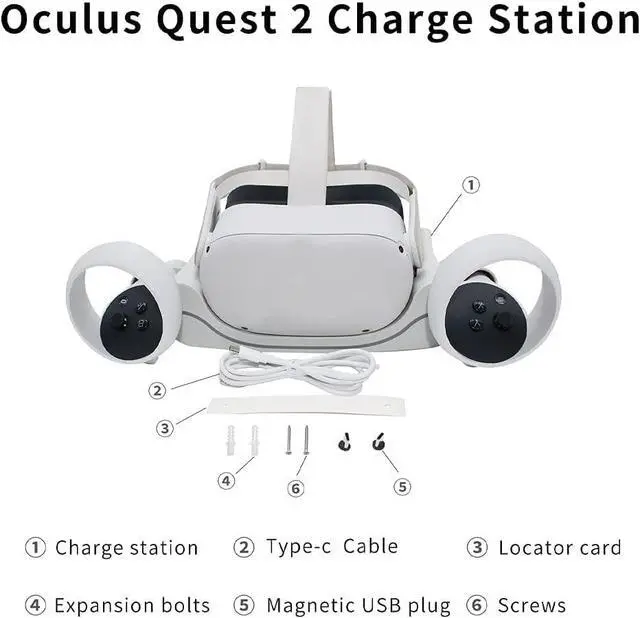 Alt view image 7 of 7 - Charging Station for Oculus Quest 2 VR Headset Accessories Wall Mount Charging Stand for Oculus Quest 2