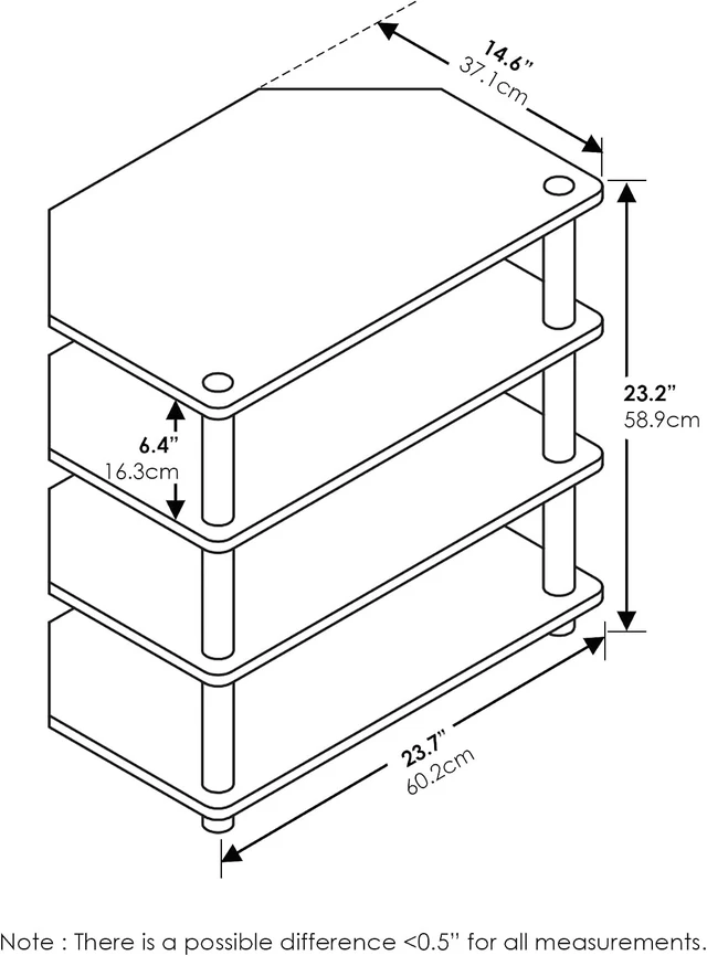 Alt view image 6 of 6 - Furinno Turn-N-Tube Easy Assembly 4-Tier Petite Entertainment Center / TV Stand / TV Unit / TV Desk, Blackwood