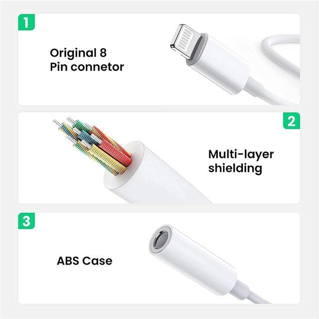 Alt view image 2 of 7 - [ MFi Certified] Lightning to 3.5 mm Headphone Jack Adapter 2 Pack iPhone 3.5mm Aux Adapter Converter Dongle Audio Cable for iPhone 14 13 12 11 Pro Max XS XR X 8 Support Music Control & All iOS