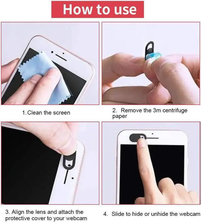 Alt view image 3 of 7 - 12 Pcs Webcam Cover, 0.03in Ultra Thin Web laptop Camera Cover slider for Laptop, Desktop, Macbooks, Computer, Smartphone, Protect Your Privacy and Security, Strong Adhesive (6Black+6White)